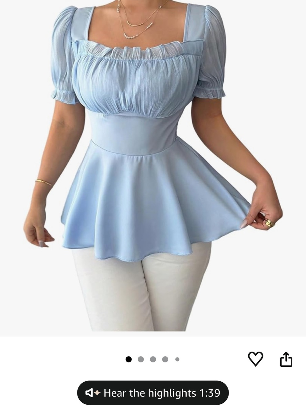 Light Blue Puff Sleeve Top